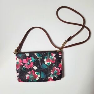 CK Calvin Klein Hayden Monogram Crossbody Floral Brown Purse Bag